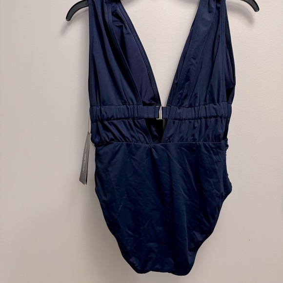 Carmen Marc Valvo Womens Size 8 Plunge-Neck Ruched One-Piece Swimsuit - Picture 11 of 13